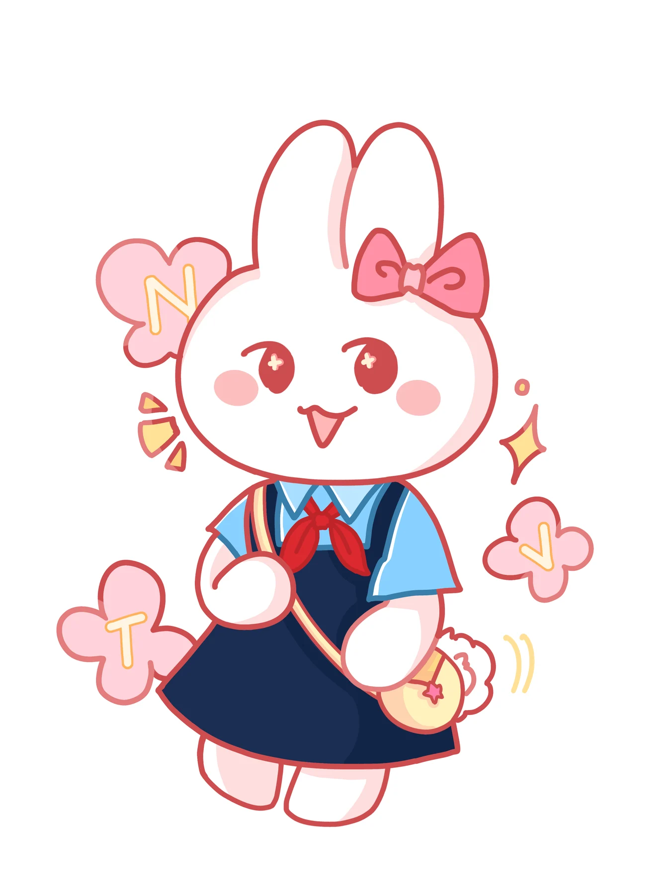 Rabbit character keychain illustration